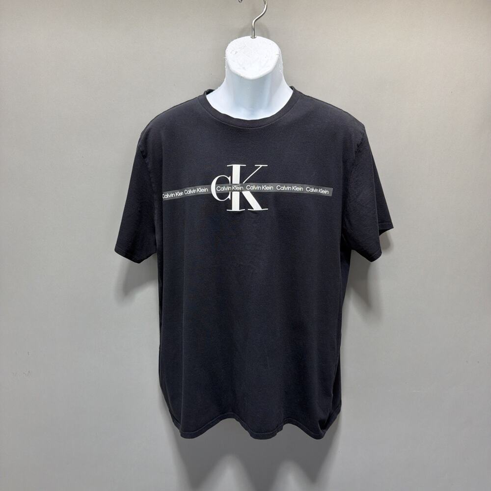 Men’s Calvin Klein Jeans Tape Graphic Front Logo Black T-shirt XL